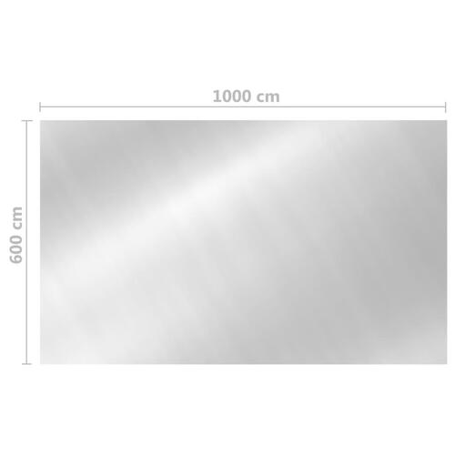 Rektangulært poolovertræk 1000x600 cm PE sølvfarvet