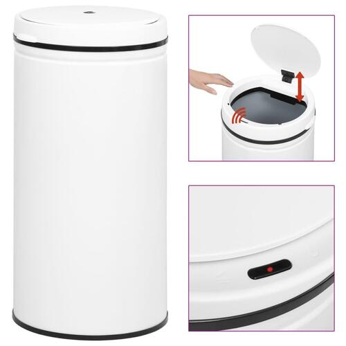 Affaldsspand med sensor 70 l kulstofstål hvid