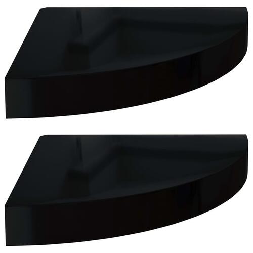 Hjørnehylder 2 stk. 25x25x3,8 cm MDF sort højglans