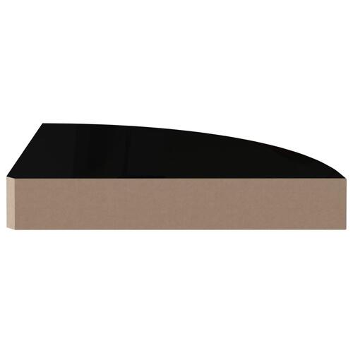 Hjørnehylder 2 stk. 25x25x3,8 cm MDF sort højglans