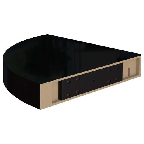 Hjørnehylder 2 stk. 25x25x3,8 cm MDF sort højglans