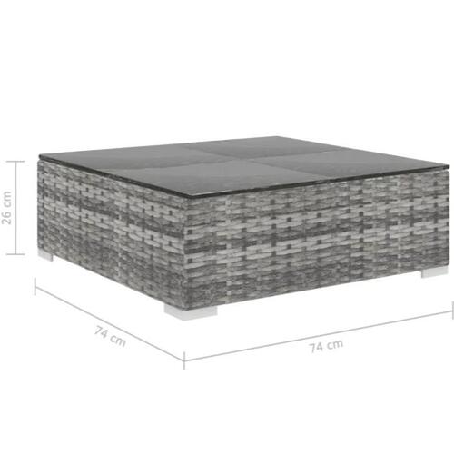 Haveloungesæt i 4 dele med hynder polyrattan grå