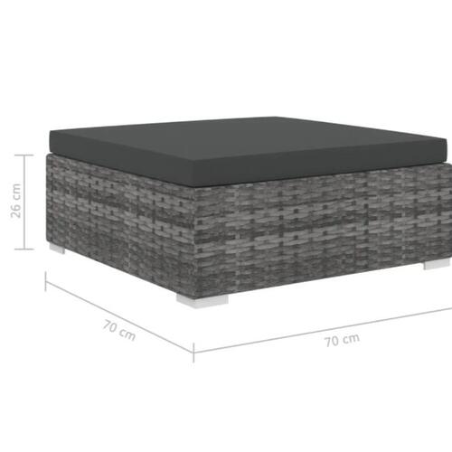 Haveloungesæt i 4 dele med hynder polyrattan grå