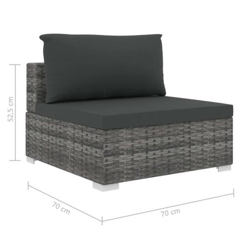 Haveloungesæt i 4 dele med hynder polyrattan grå