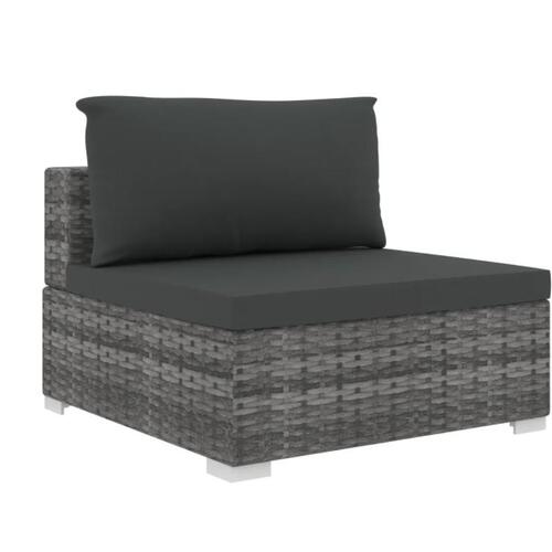Haveloungesæt i 4 dele med hynder polyrattan grå