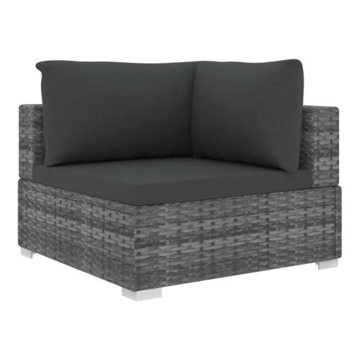 Haveloungesæt i 4 dele med hynder polyrattan grå