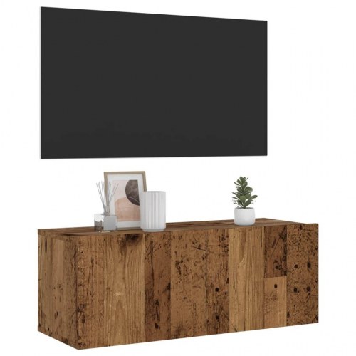 Væghængt tv-bord 80×30×30 cm i konstrueret træ - gammelt træ-look
