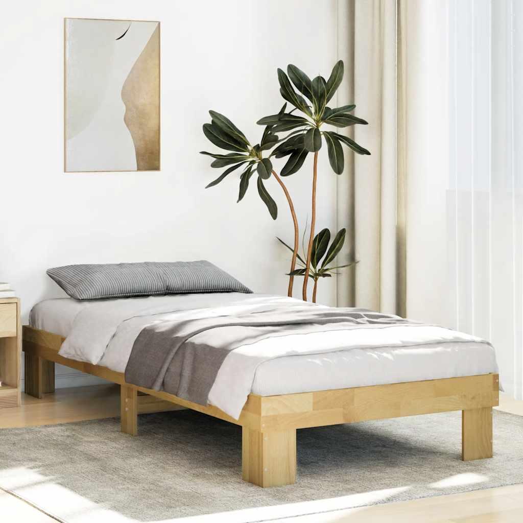 Sengeramme uden madras 90x200 cm Massivt træ Eg