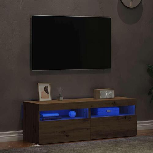 Tv-borde med LED-lys 2 stk. konstrueret træ kunsteg