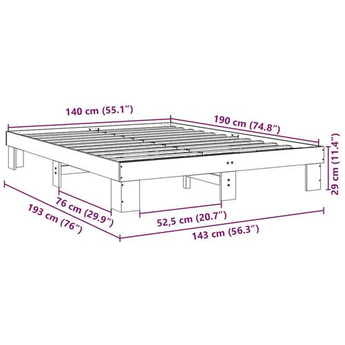 Sengeramme uden madras 140x190 cm Massivtræ Eg