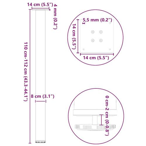 Sofabordben 4 stk. 110-112 cm stål hvid