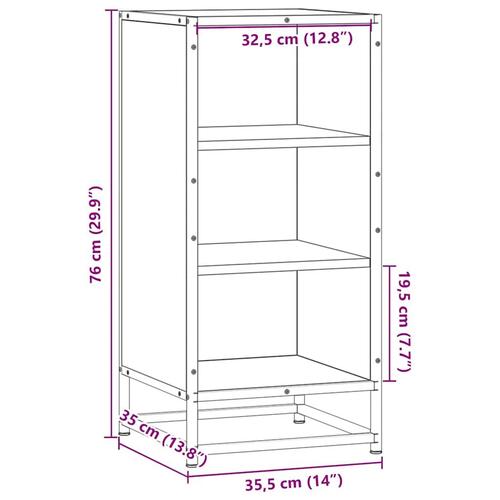 Skuffeskab 35,5x35x76 cm konstrueret træ og metal sort
