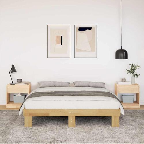 Sengeramme uden madras 150x200 cm Massivt træ Eg