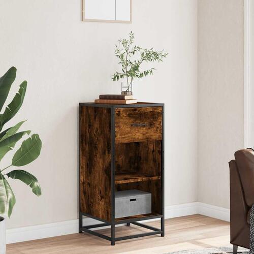 Skab 35,5x35x76 cm konstrueret træ og metal røget egetræsfarve