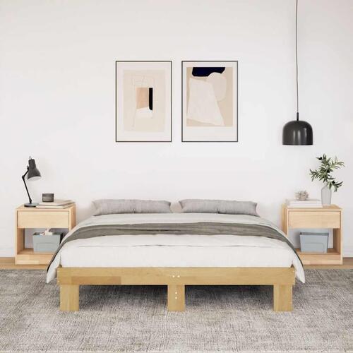Sengeramme uden madras 135x190 cm Massivt træ Eg