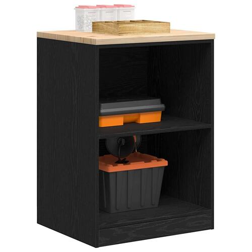 Garageopbevaringsskab Sort 60x51x85 cm Massivt træ Fyrretræ