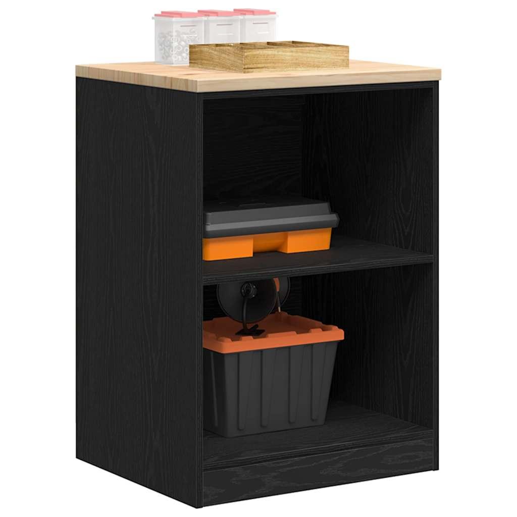 Garageopbevaringsskab Sort 60x51x85 cm Massivt træ Fyrretræ