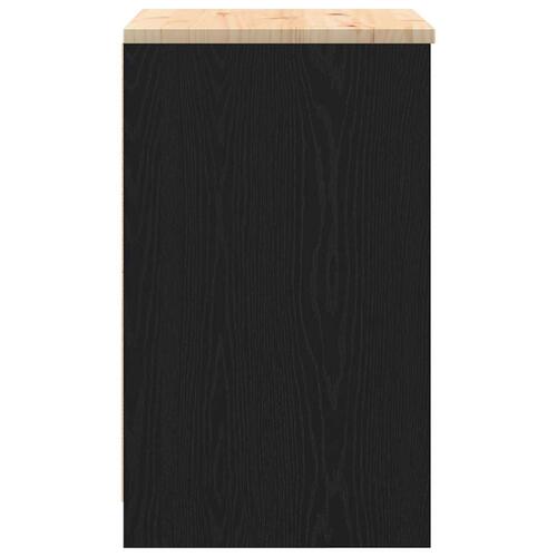 Garageopbevaringsskab Sort 60x51x85 cm Massivt træ Fyrretræ