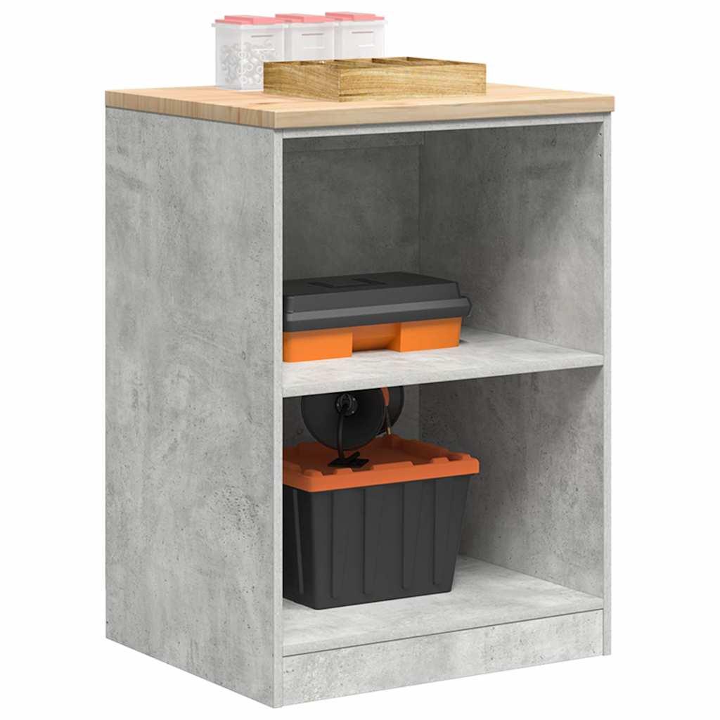 Garageopbevaringsskab Beton Grå 60x51x85cm Massivt træ Fyrretræ