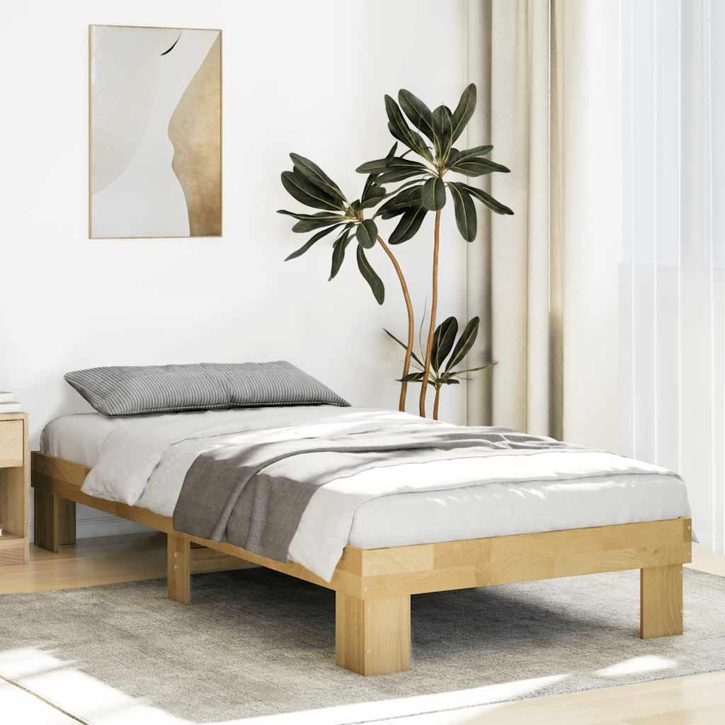 Sengeramme uden madras 75x190 cm Massivt træ Eg
