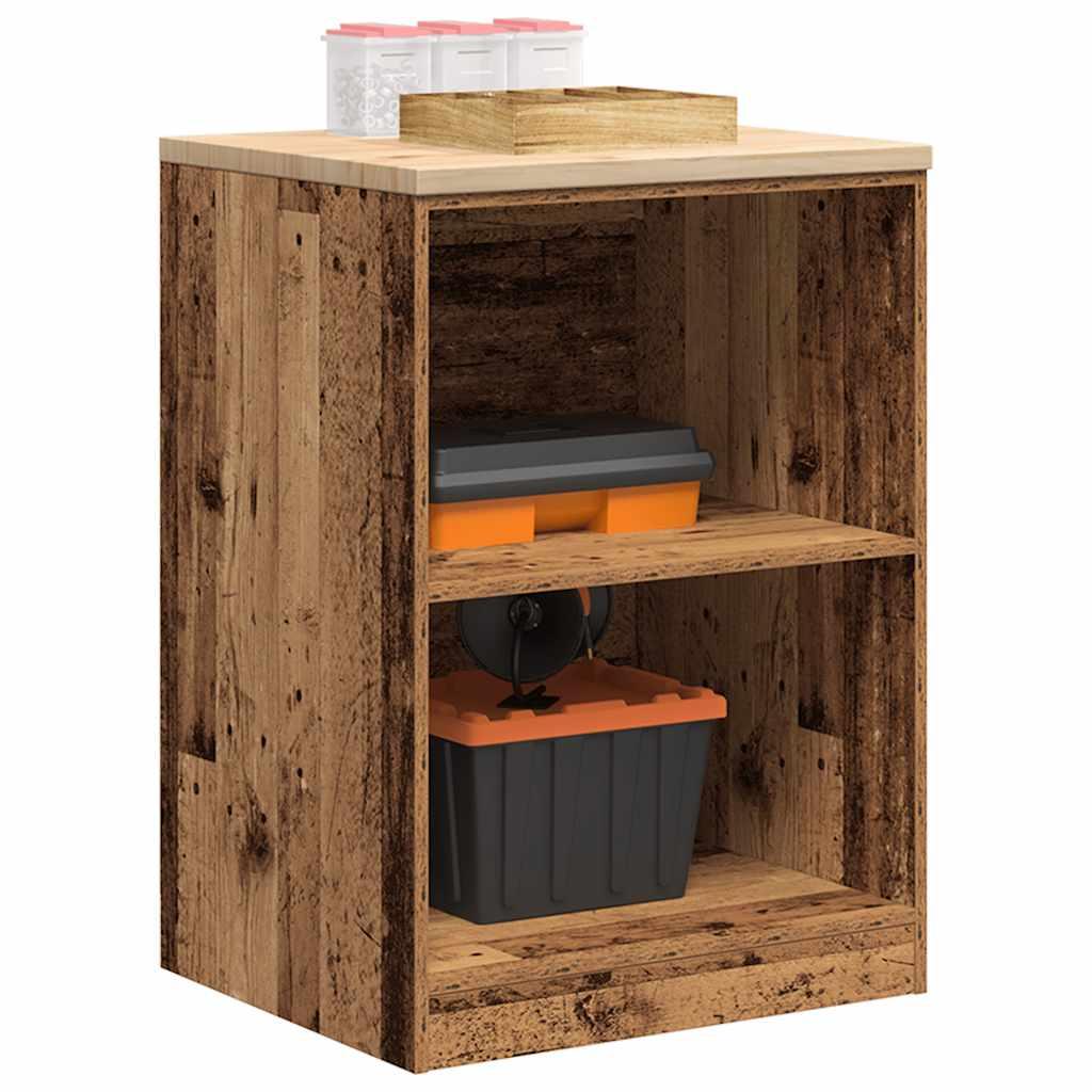Garageopbevaringsskab gammelt træ 60x51x85 cm