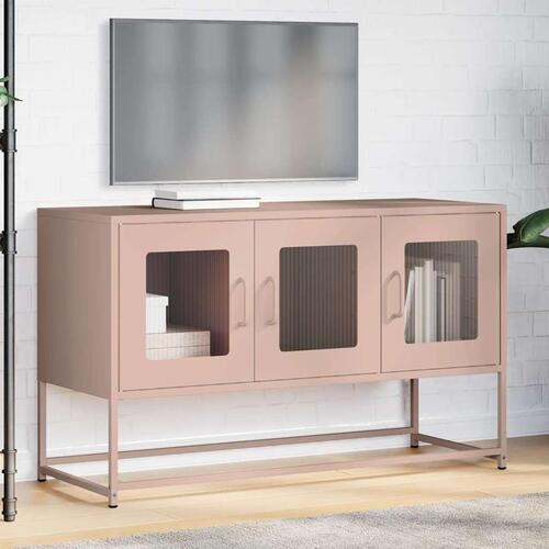 Tv-bord 100,5x39x60,5 cm koldvalset stål lyserød