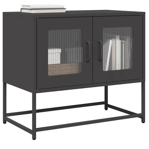 Tv-bord 68x39x60,5 cm koldvalset stål sort