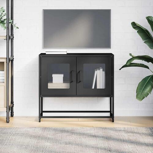 Tv-bord 68x39x60,5 cm koldvalset stål sort