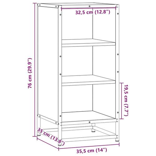 Skab 35,5x35x76 cm konstrueret træ og metal røget egetræsfarve