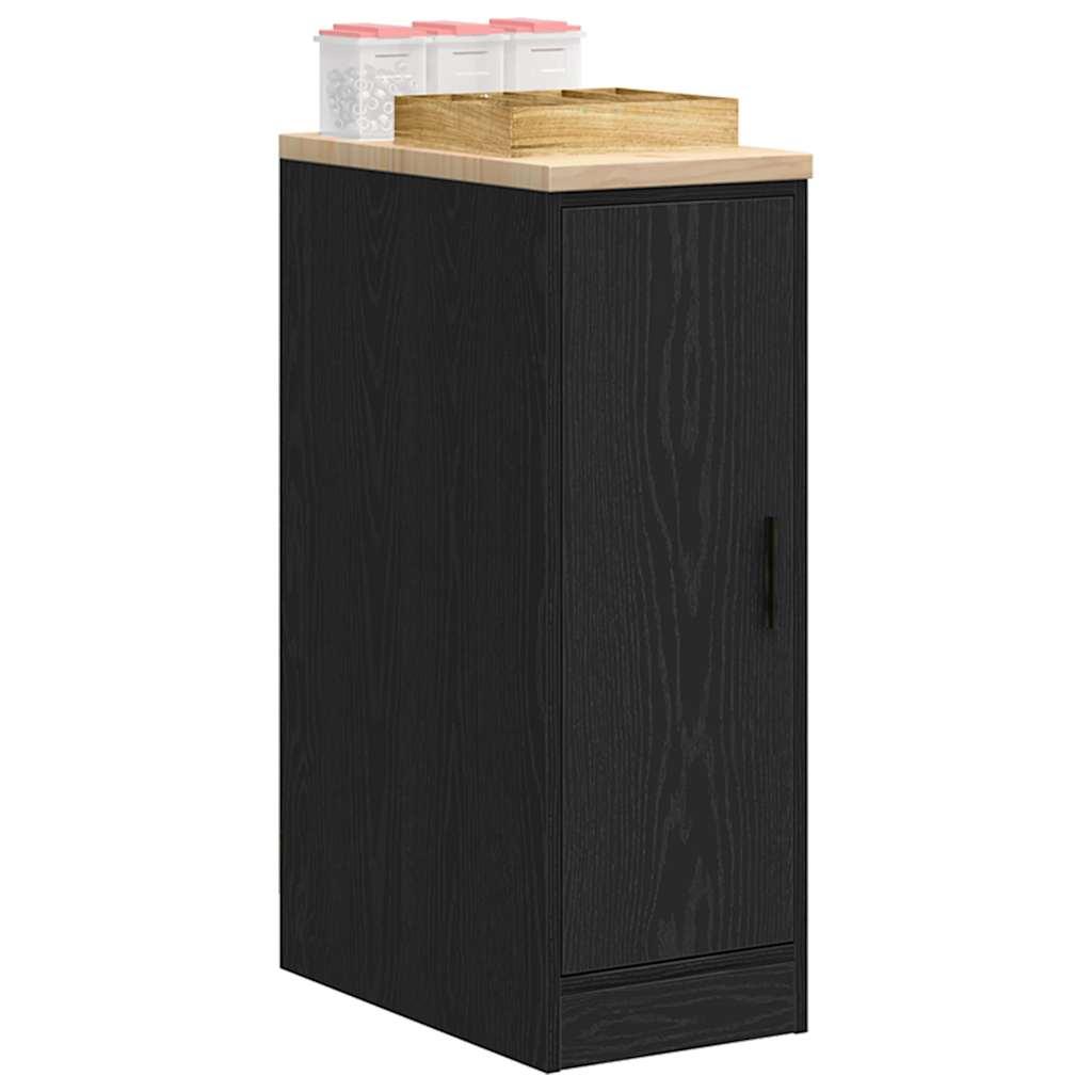 Garageopbevaringsskab Sort 30x51x85 cm Massivt træ Fyrretræ