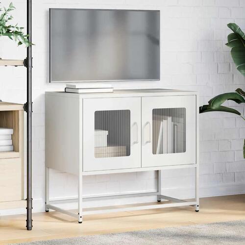Tv-bord 68x39x60,5 cm koldvalset stål hvid