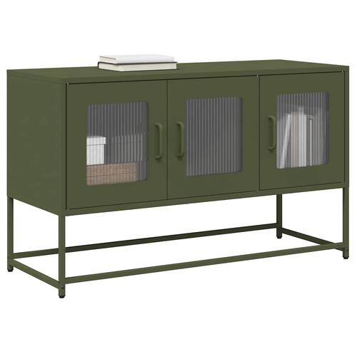 Tv-bord 100,5x39x60,5 cm koldvalset stål olivengrøn