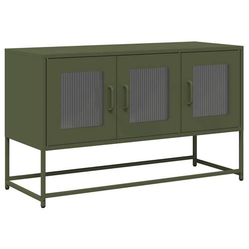 Tv-bord 100,5x39x60,5 cm koldvalset stål olivengrøn