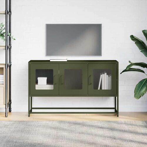Tv-bord 100,5x39x60,5 cm koldvalset stål olivengrøn
