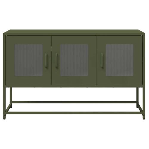 Tv-bord 100,5x39x60,5 cm koldvalset stål olivengrøn