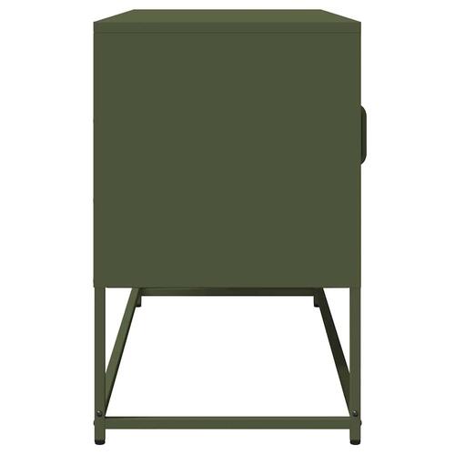 Tv-bord 100,5x39x60,5 cm koldvalset stål olivengrøn