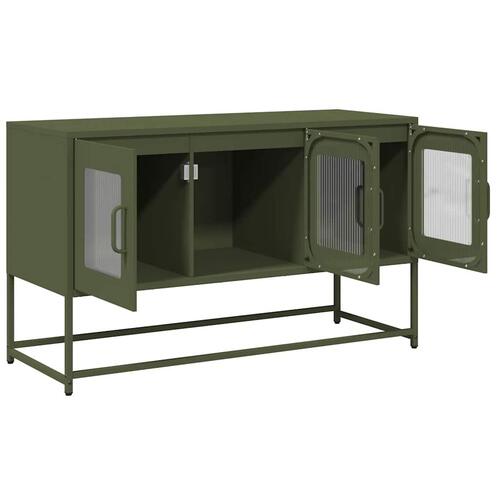 Tv-bord 100,5x39x60,5 cm koldvalset stål olivengrøn