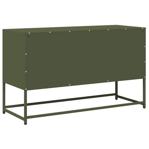Tv-bord 100,5x39x60,5 cm koldvalset stål olivengrøn