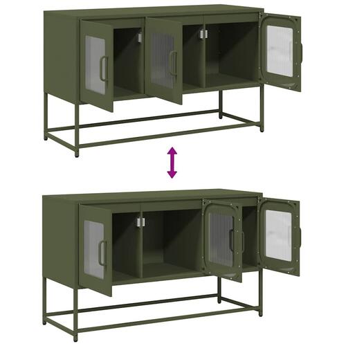 Tv-bord 100,5x39x60,5 cm koldvalset stål olivengrøn
