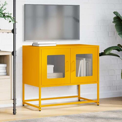 Tv-bord 68x39x60,5 cm koldvalset stål sennepsgul