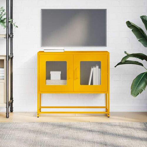 Tv-bord 68x39x60,5 cm koldvalset stål sennepsgul
