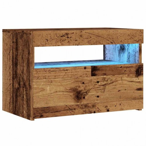 Tv-bord med LED-lys 60×35×40 cm - konstrueret træ, antikt træ