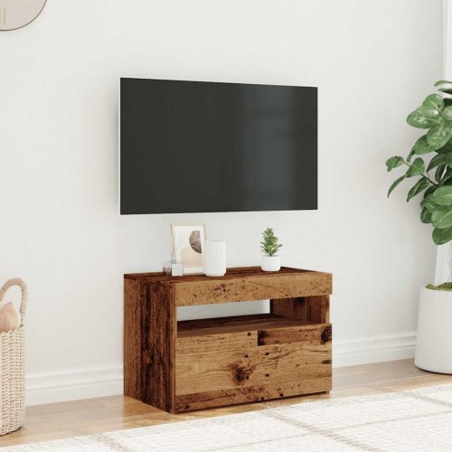 Tv-bord med LED-lys 60×35×40 cm - konstrueret træ, antikt træ