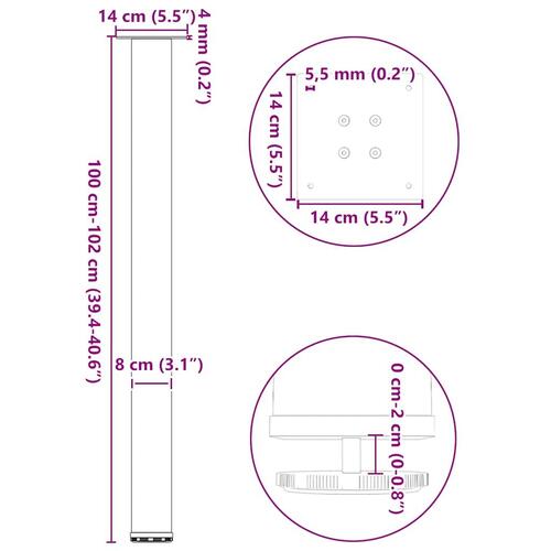 Sofabordben 4 stk. naturstål 100-102 cm stål