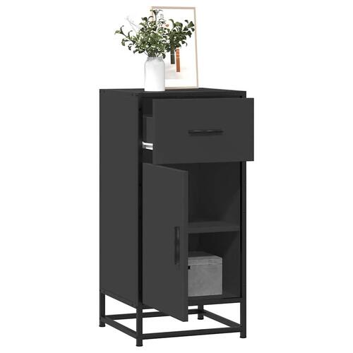Skuffeskab 35,5x35x76 cm konstrueret træ og metal sort
