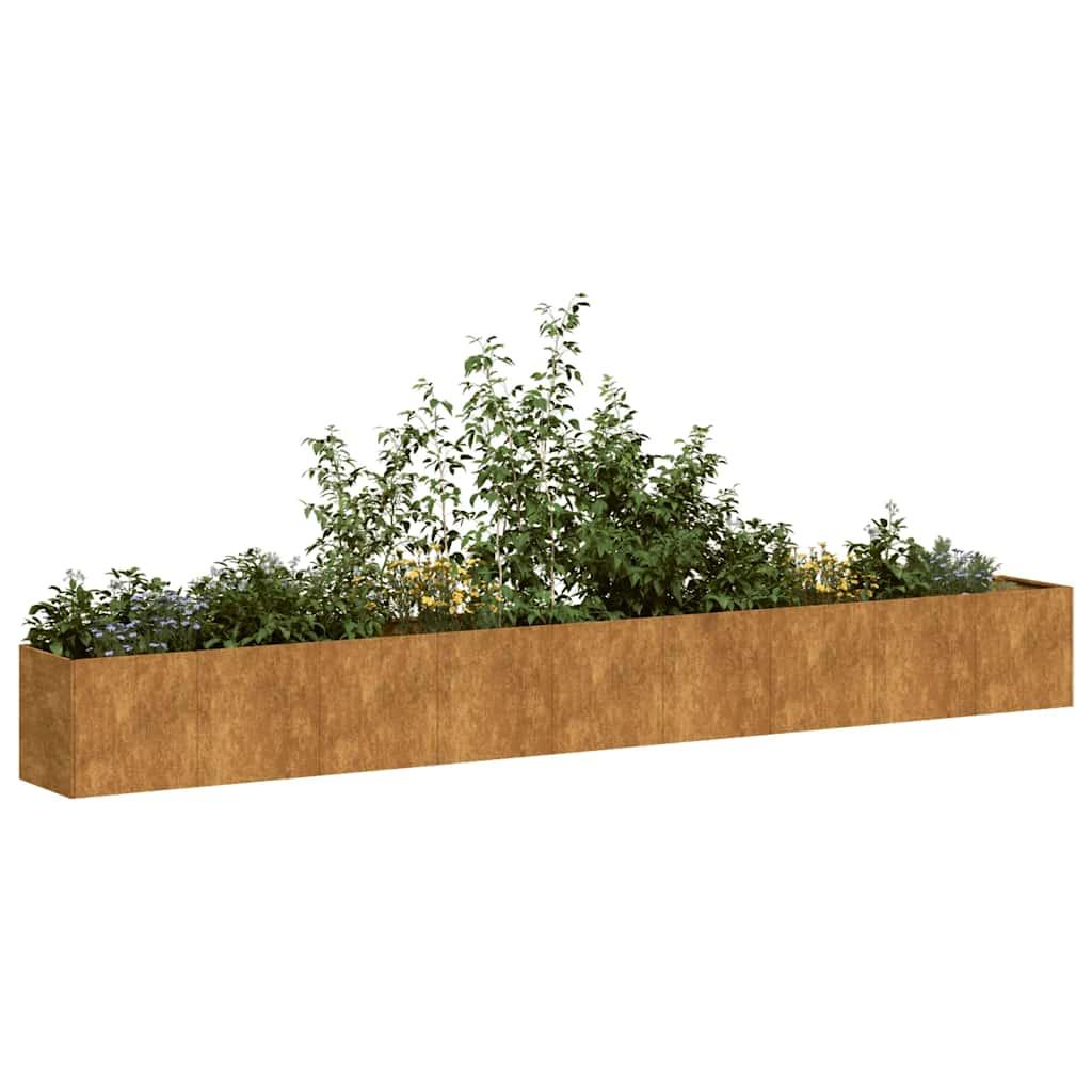 Plantekasse rustfarvet 360x40x40 cm forvitringsstål