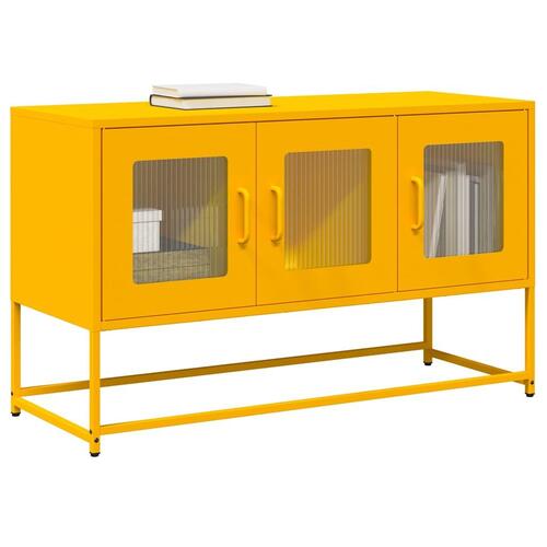 Tv-bord 100,5x39x60,5 cm koldvalset stål sennepsgul