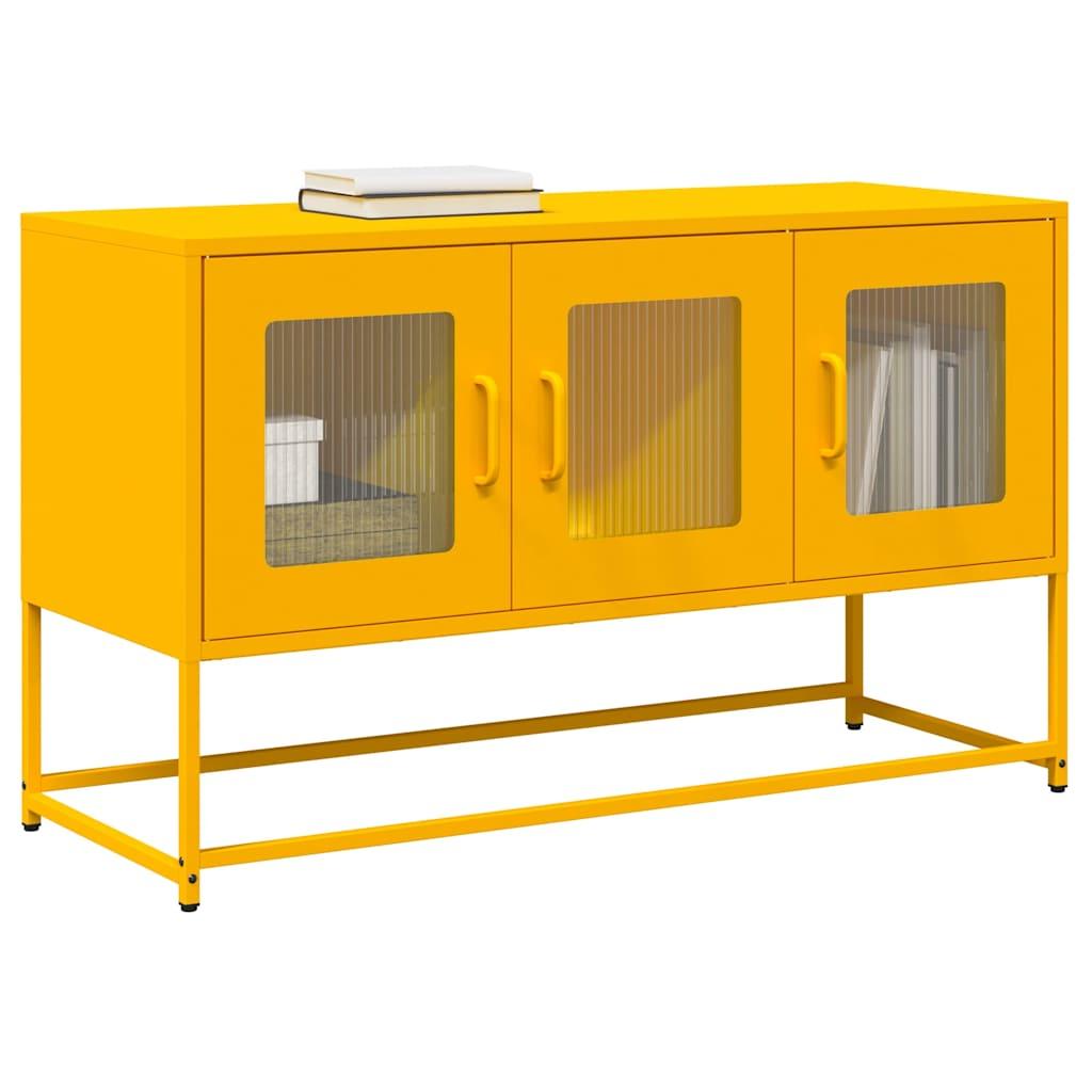 Tv-bord 100,5x39x60,5 cm koldvalset stål sennepsgul