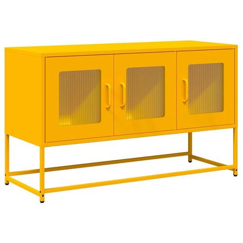 Tv-bord 100,5x39x60,5 cm koldvalset stål sennepsgul