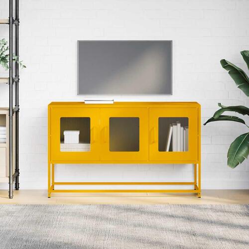Tv-bord 100,5x39x60,5 cm koldvalset stål sennepsgul